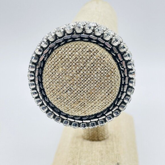 HIRFLEX USA Expansion Bracelet Triple Row Rhinestone Silver Tone Glam Bling Gift - Picture 5 of 7